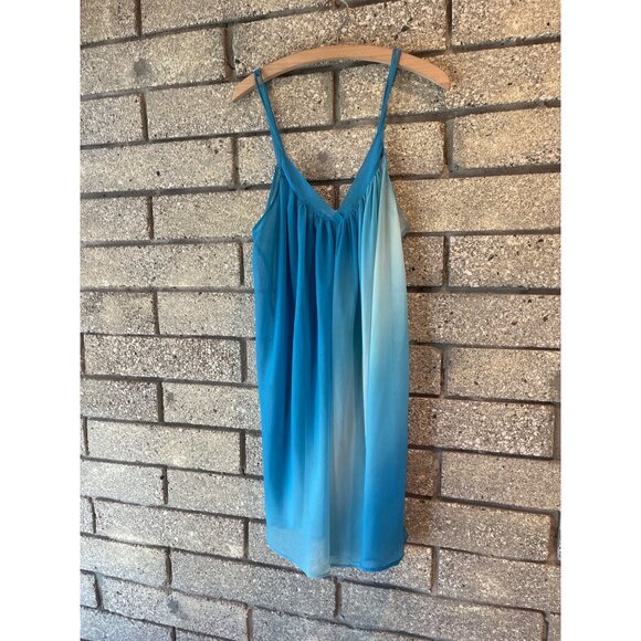 Oscar De La Renta Pink Label Blue Ombre Chemise Adjustable Straps Lightweight Fl - Picture 2 of 5